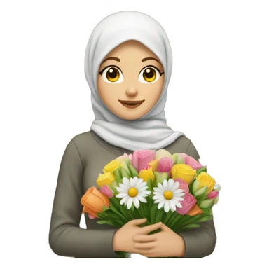 White girl with hijab buying flowers  sticker