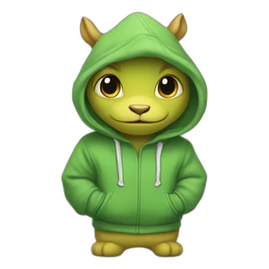 The little dragon is dressed in a hoodie sticker