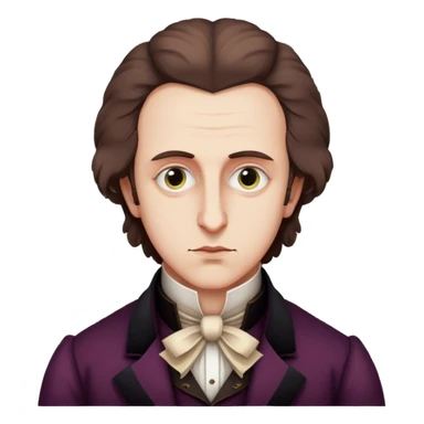 Cinematic Realistic Chopin Portrait Emoji, depicted as an introspective composer with expressive eyes and period attire, rendered with rich textured detail and soft classical lighting that captures his emotive musical genius. sticker