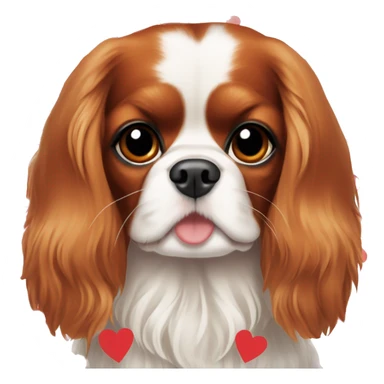 Cavalier King Charles spaniel with red hearts for eyes sticker