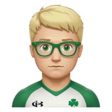 irish rugby player with very short blond hair and green glasses sticker
