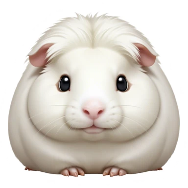 Cinematic Noble White Guinea Pig Portrait Emoji, Poised and regal, with a compact, chubby build and a pristine, well-groomed pure white fur, deep-set soulful dark eyes, Simplified yet sharp and sophisticated features, highly detailed, glowing with a soft, dignified glow, high shine, intelligent and sweet, stylized with an air of gentle purity, focused and attentive, soft glowing outline, capturing the essence of a watchful and confident little companion, so majestic it feels as though it could scurry out of the screen with effortless authority! sticker