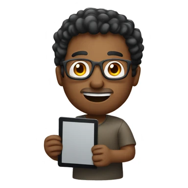 man holding ipad sticker