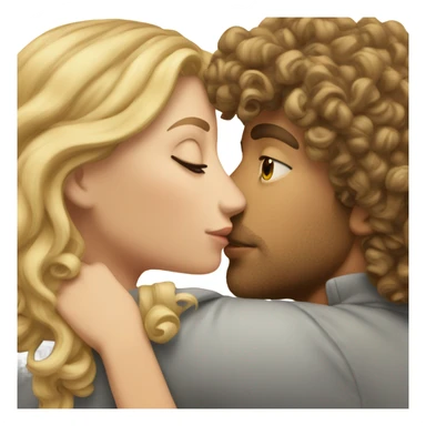 Blonde curly haired guy kissing brunette girl sticker
