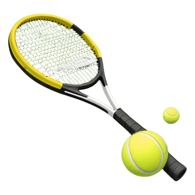 A tennis racket and ball on a grass or hardcourt surface, symbolizing the sport. The racket has a sleek design with tightly strung strings, while the bright tennis ball rests nearby, capturing the essence of precision, agility, and competition. sticker