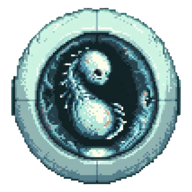 MRI embryo digital fetal small shape in otherworldly bubble, eerie, horror sticker