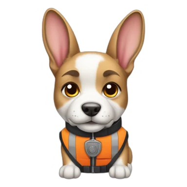 a jackrabbit terrier dog who works as a firefighter and wears a bulletproof vest sticker