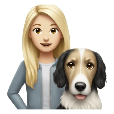 black and white dog with blonde girl sticker