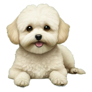maltipoo dog laying on green loveseat sticker