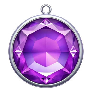 extra close-up round cut purple sugilite holographic gem, silver frame, charm, extra sparkle sticker