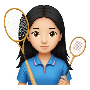 ancient chinese girl with badminton racket sticker