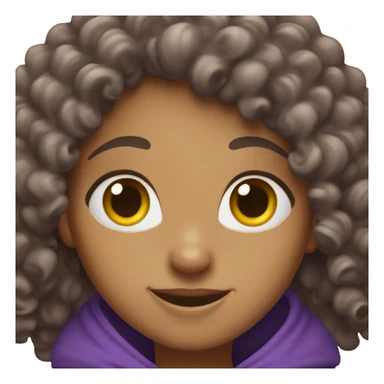 happy girl with curly hair in purple hood indoors sticker