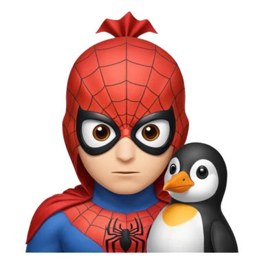 Spiderman with a penguin on his head sticker