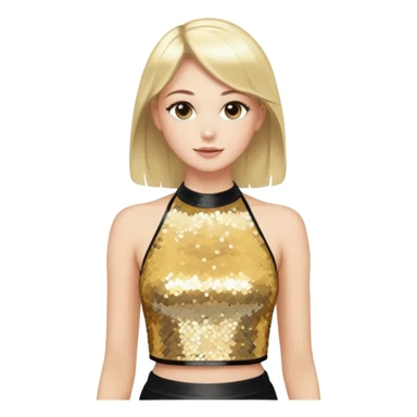 halter neck tank top cropped with gold and silver sequins sticker