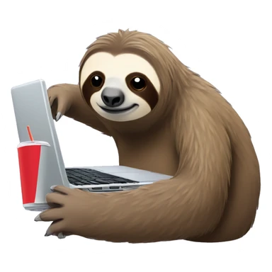 sloth with RedBull can and laptop sticker