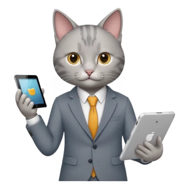 teacher cat tech smart appearance gray cat in blazer with ipad with different clothesthe same cat sticker