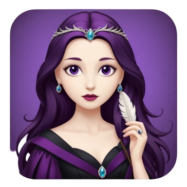 feather brooch + plum black gown,Shadow Princesses. sticker