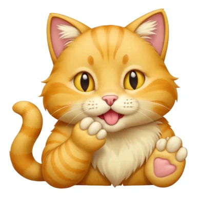 gato amarelo a lamber a pata sticker