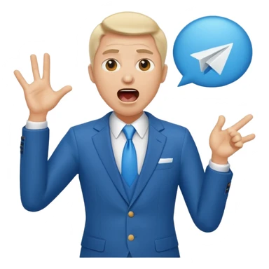 A blue Telegram emoji style of trump shouting sticker