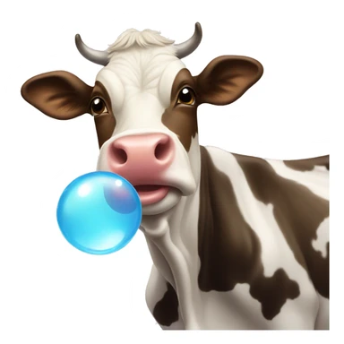 Cow blowing bubble sticker