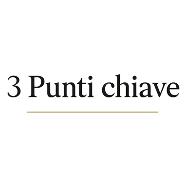 text '3 Punti chiave' in refined serif font, centered composition, thin golden line under the text, elegant and professional style for corporate use sticker