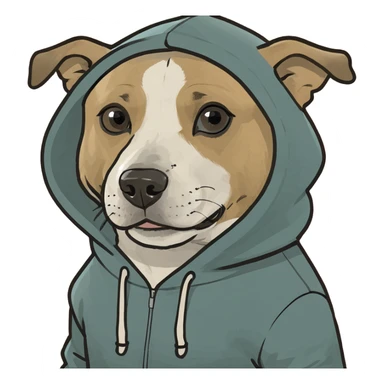 Dog wearing a hoodi  sticker