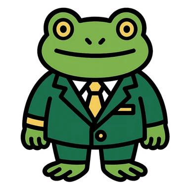 cartoon frog in a sharp green suit with gold accessories sticker