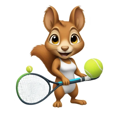 female squirrel with tennis racquet  sticker