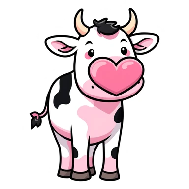 Pink and white cow heart sticker