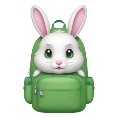 white rabbit wear green backpack sticker