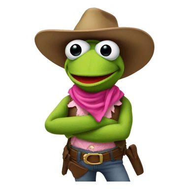 Kermit the frog as a pink cowboy  sticker