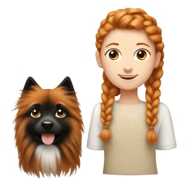 Ginger girl with braided hair and black spitz sticker