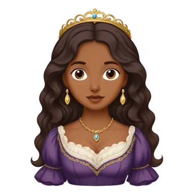 lady with medium brown skin, long wavy dark hair, soft features regency dress sticker