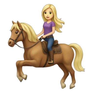 Blonde girl riding a horse sticker