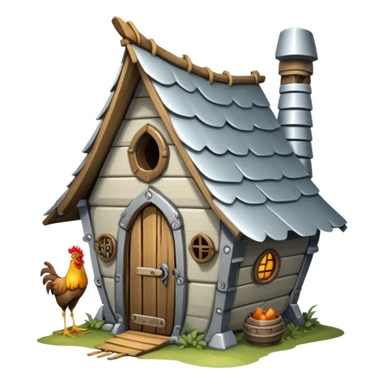 baba yagas hut metallic silver sticker