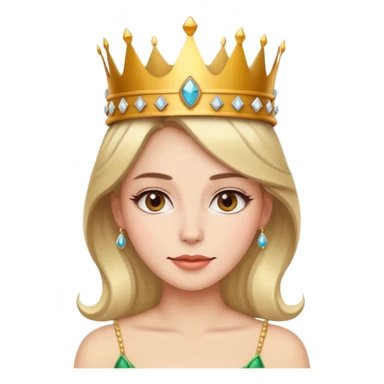Give me an emoji of a women wearing neutral makeup with a crown. She is looking very smug sticker