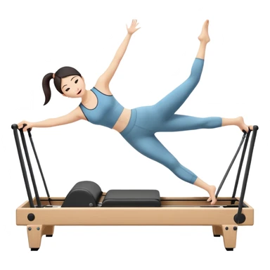 asian female doing pilates on reformer sticker