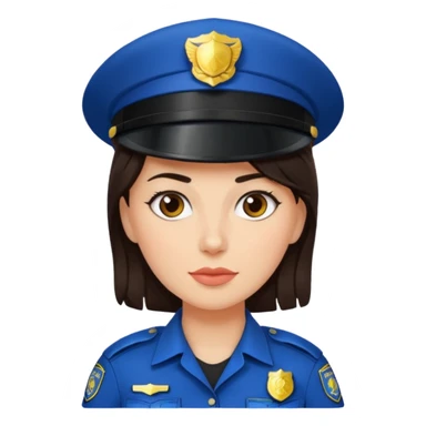 police woman with dark brown hair and bright skin sticker