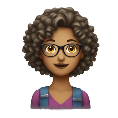 Pretty Curly hair girl with glasses  sticker