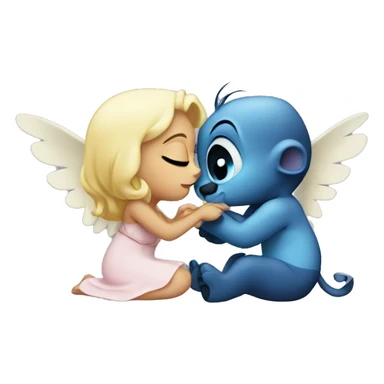 Stitch kissing angel sticker