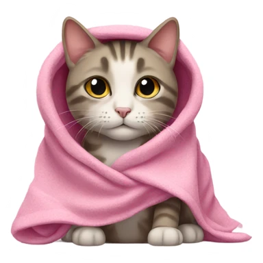 cat wearing blanket pink sticker