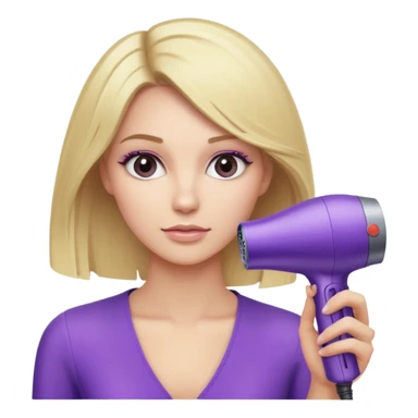 blonde using a purple Dyson hair dryer sticker