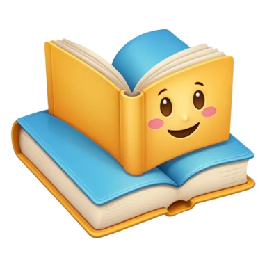 Cute cartoon-style emoji of an open book. Rounded shapes, soft shadows, glossy colorful texture, Telegram emoji style. sticker