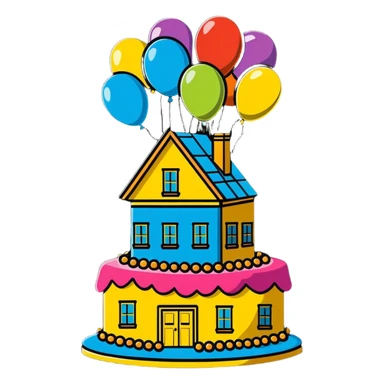 Up movie house cake for birthday  sticker