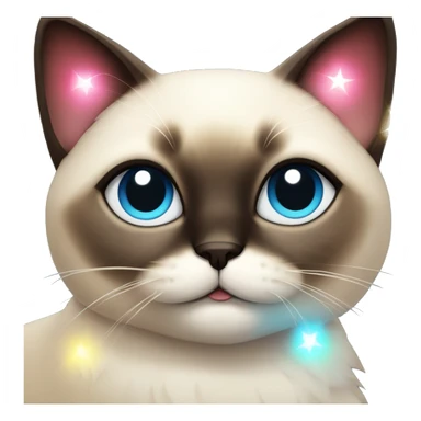 cute and fluffy siamese cat with christmas light sticker
