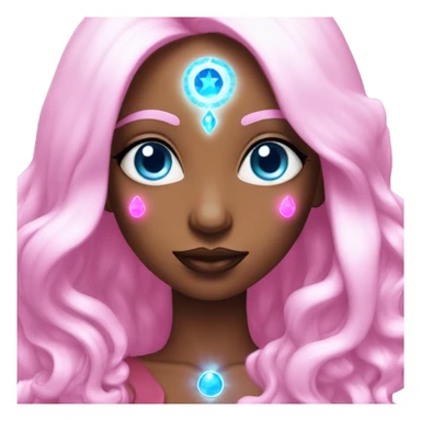 magical diva with pink andromedan skin long hair and blue eyes glowing third eye sticker