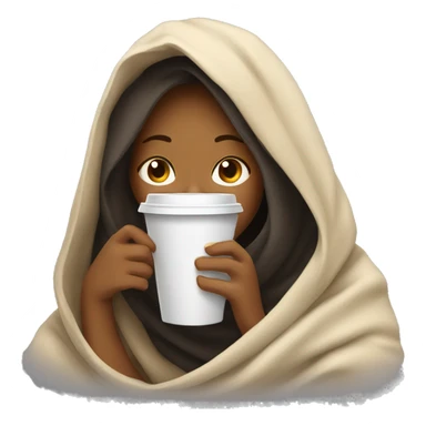 girl inside a blanket sipping cold coffee  sticker