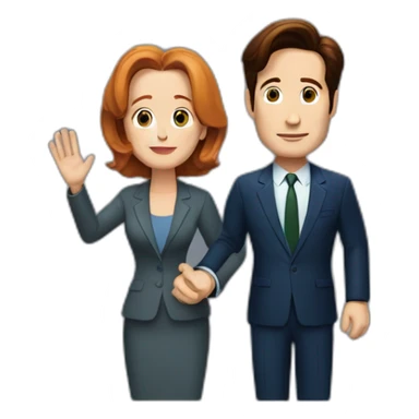 Mulder and scully waving sticker