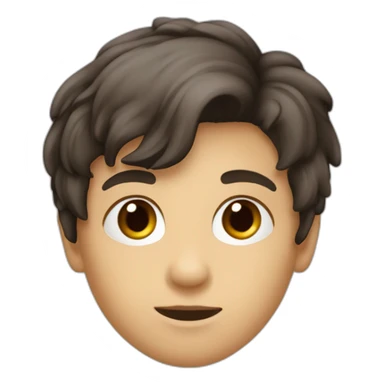 Garçon cheveux lisses noir yeux marron peux beige sticker