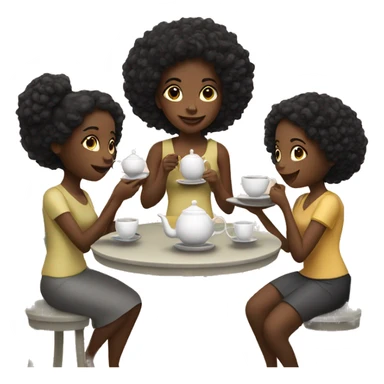 Three black girls drinking tea  sticker